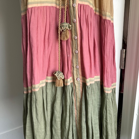 Color block floral ruffle midi dress - Picture 2 of 3